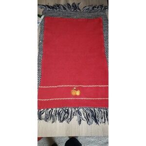 DII For The Home Red Waffle Weave Cotton Kitchen Towel Embroidered Pumpkins Fall